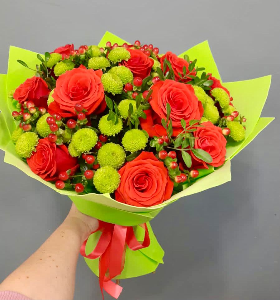 Букет цветов из: Хризантемы и Розы в Идрице