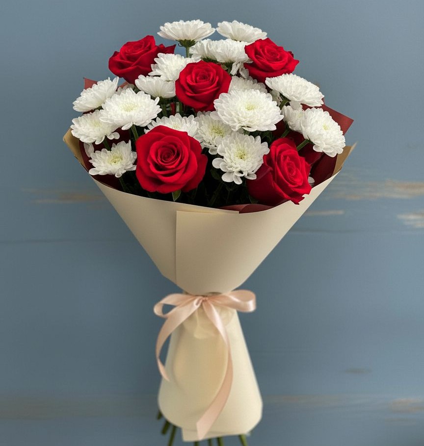 Букет цветов из: Розы и Хризантемы в Идрице