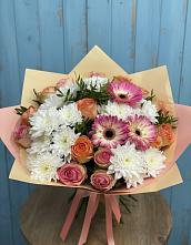 Букет цветов из:  Розы, Герберы и Хризантемы #REPLACE_PRED# Идрице