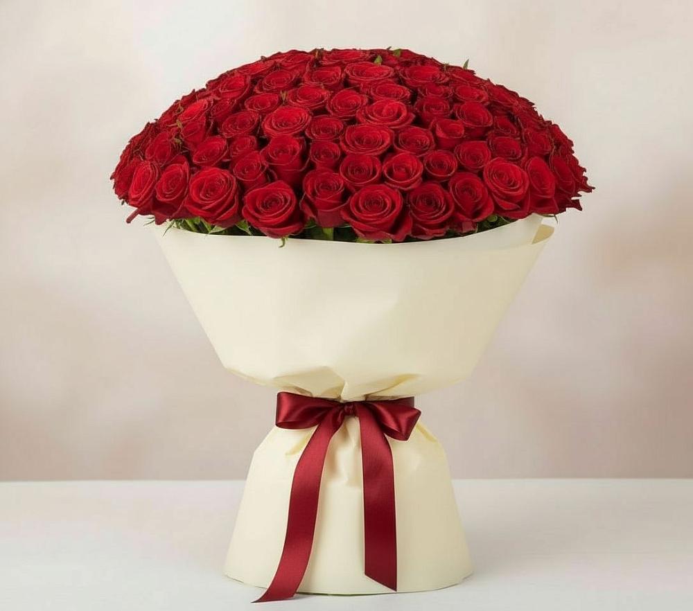 Букет 101 Красная роза Милано в Идрице