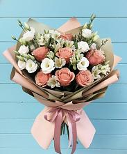 Букет цветов из:  Розы, Альстромерии и Лизиантусы в Идрице