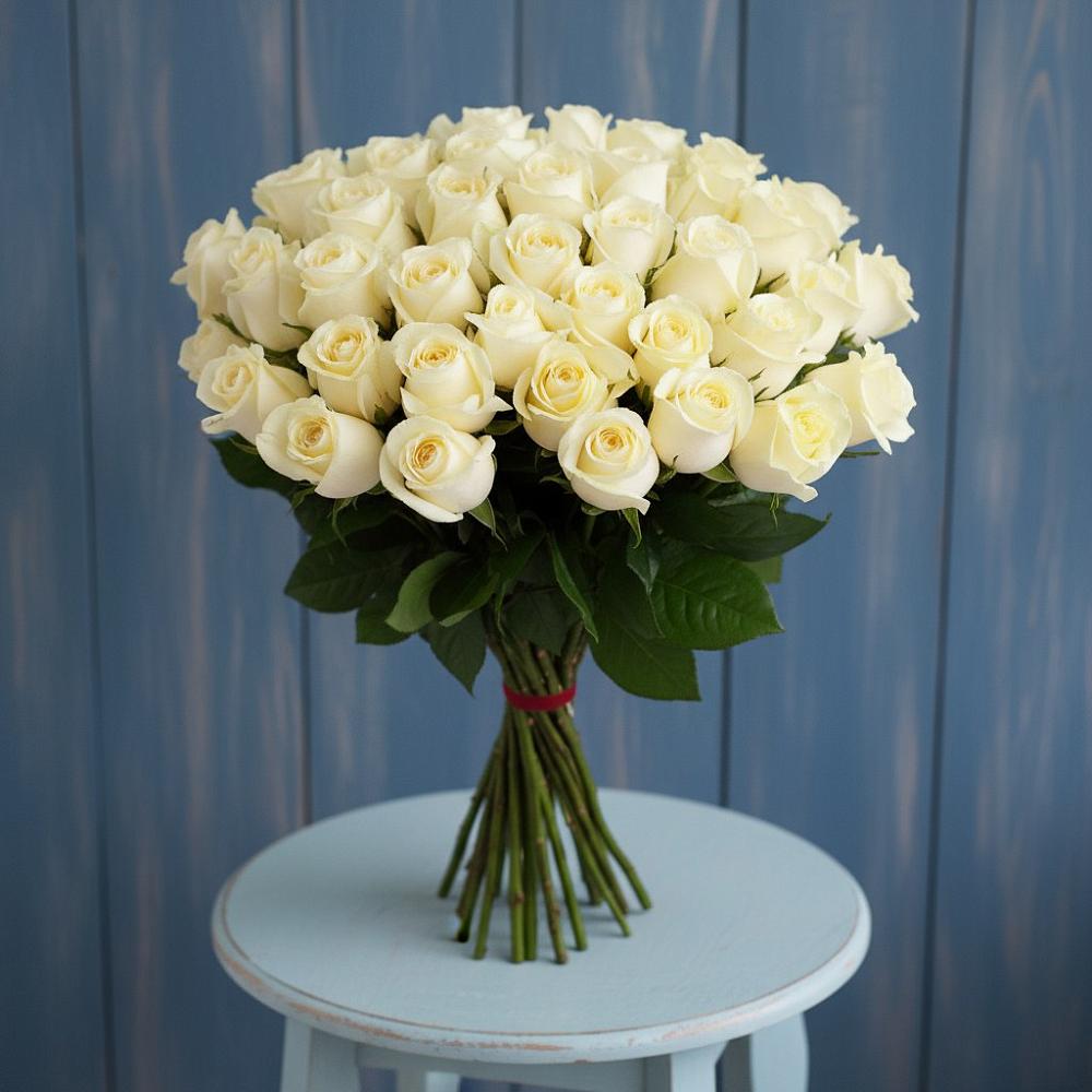 Букет 51 Белая роза Эдлесс Лав в Идрице