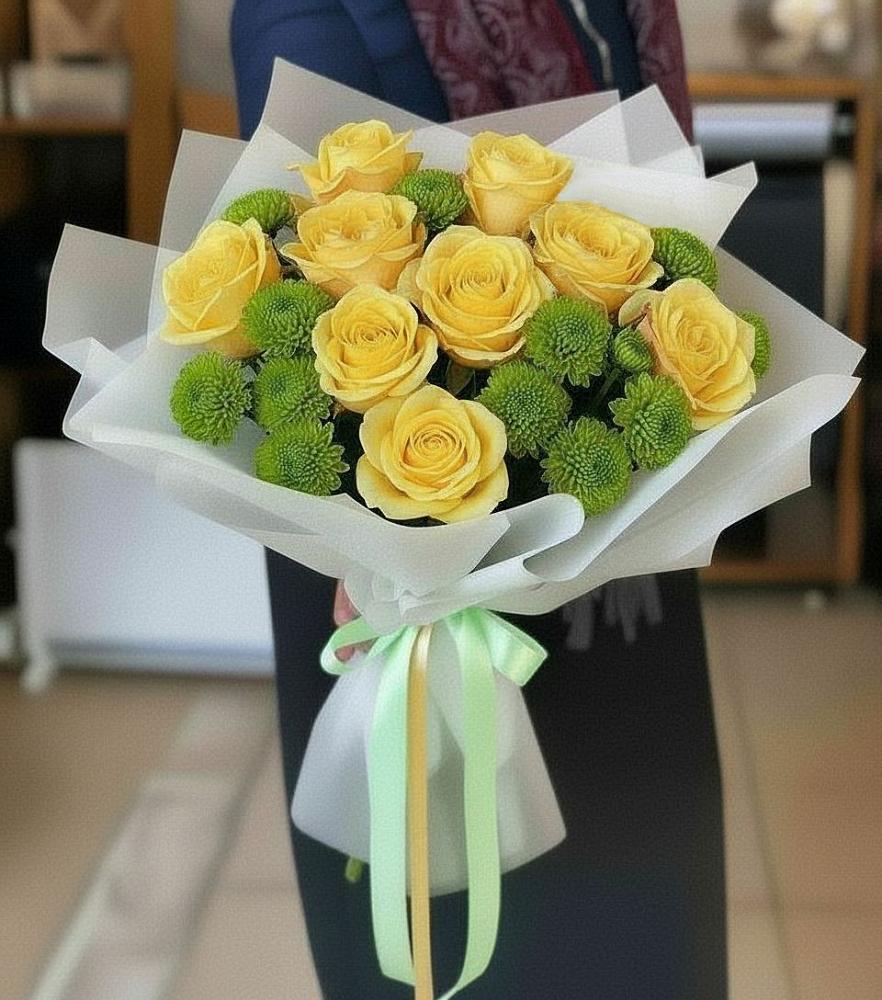 Букет цветов из: Хризантемы и Розы в Идрице