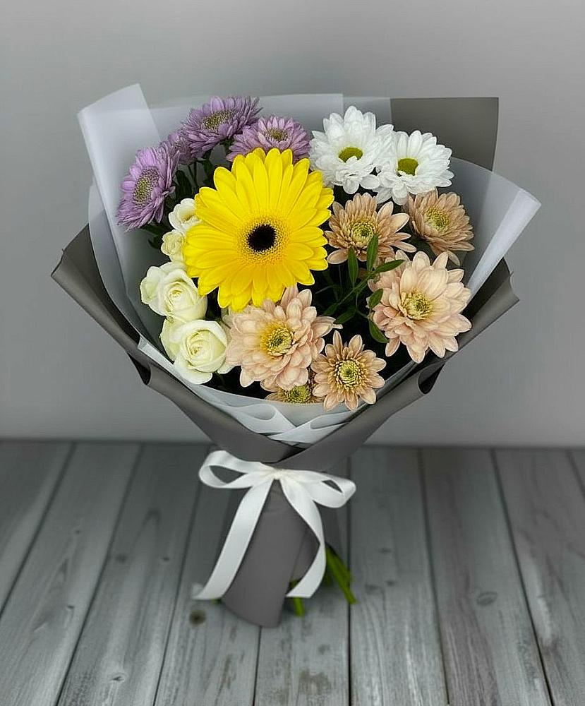 Букет цветов из: Розы, Герберы и Хризантемы в Идрице