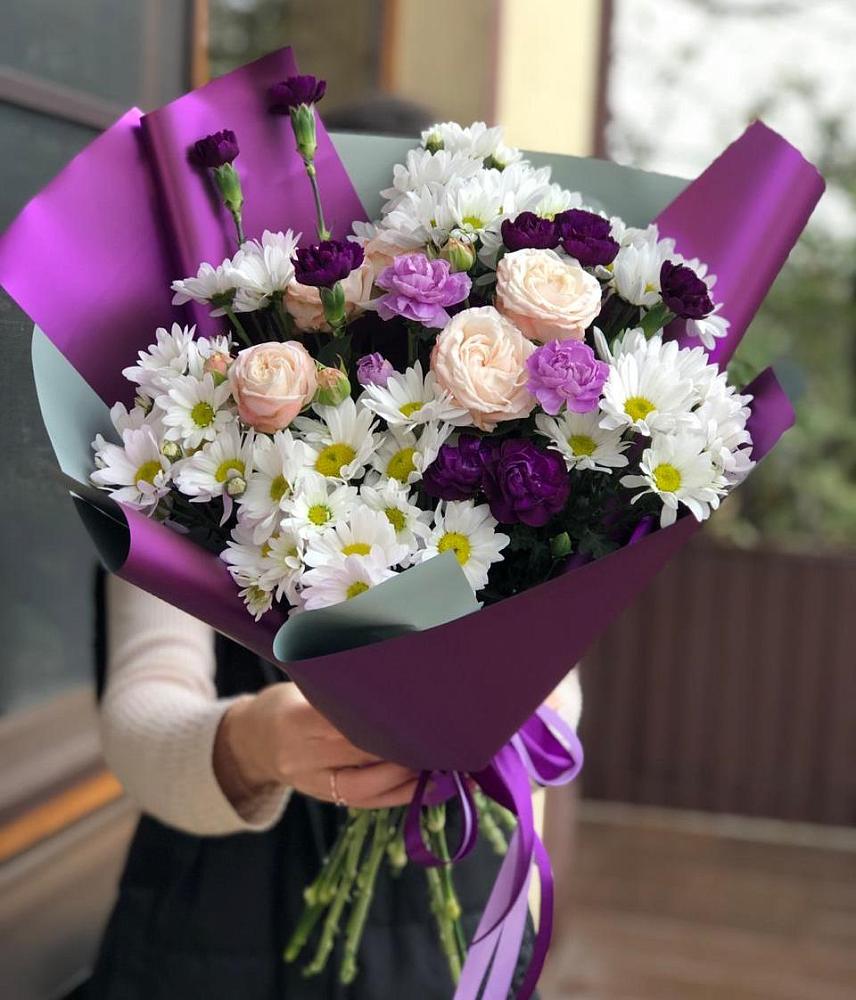 Букет цветов из: Хризантемы, Гвоздики и Розы в Идрице