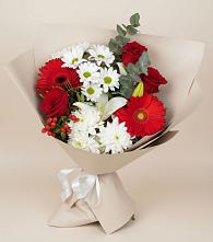 Букет цветов из:  Розы, Хризантемы, Герберы и Лилии в Идрице