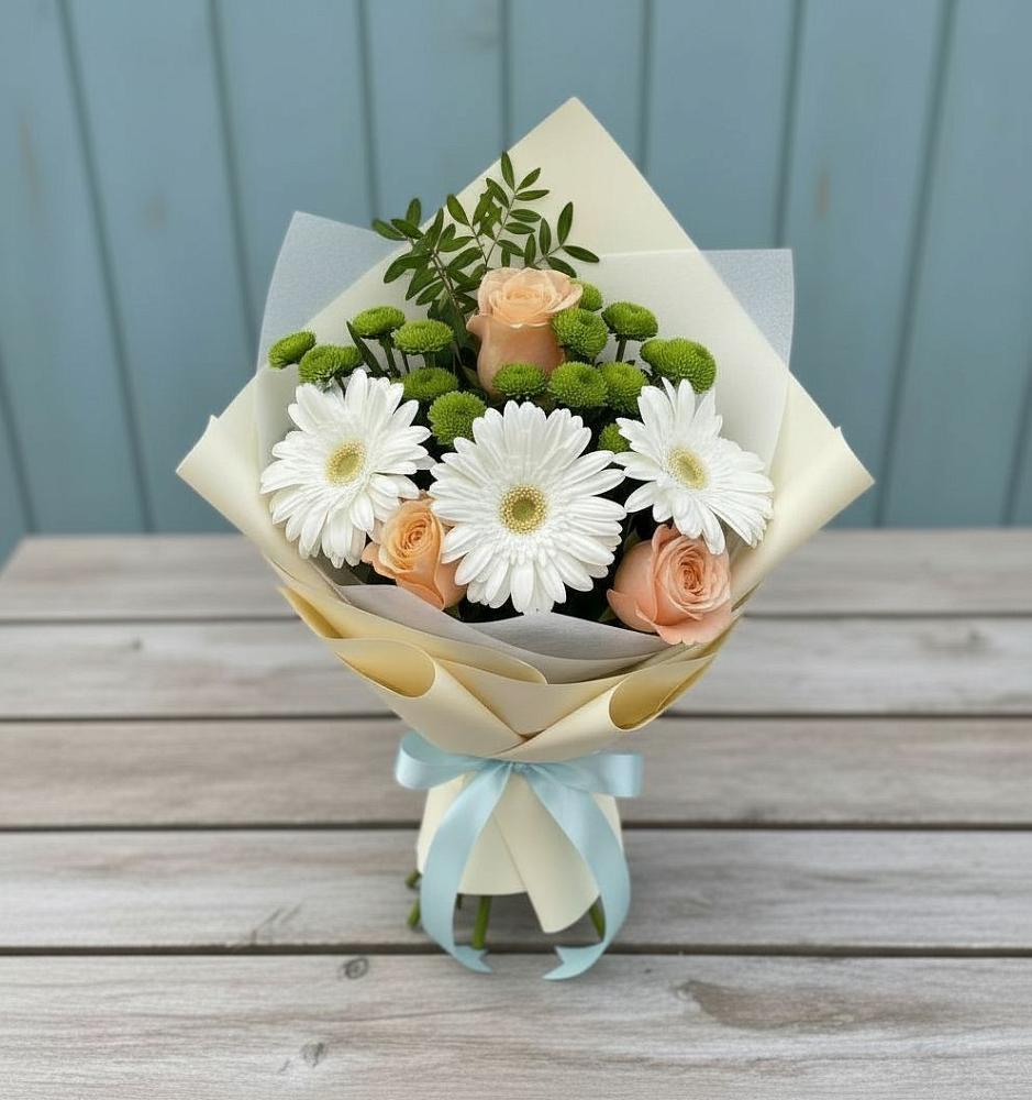 Букет цветов из: Герберы, Розы и Хризантемы в Идрице