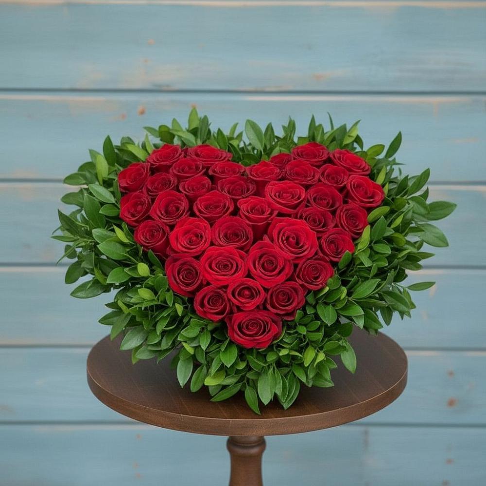 Цветочная композиция из Розы в виде сердца в Идрице