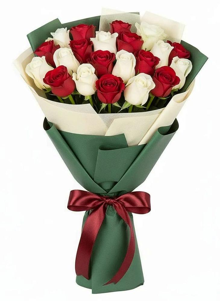 Букет Микс из красных и белых роз в Идрице