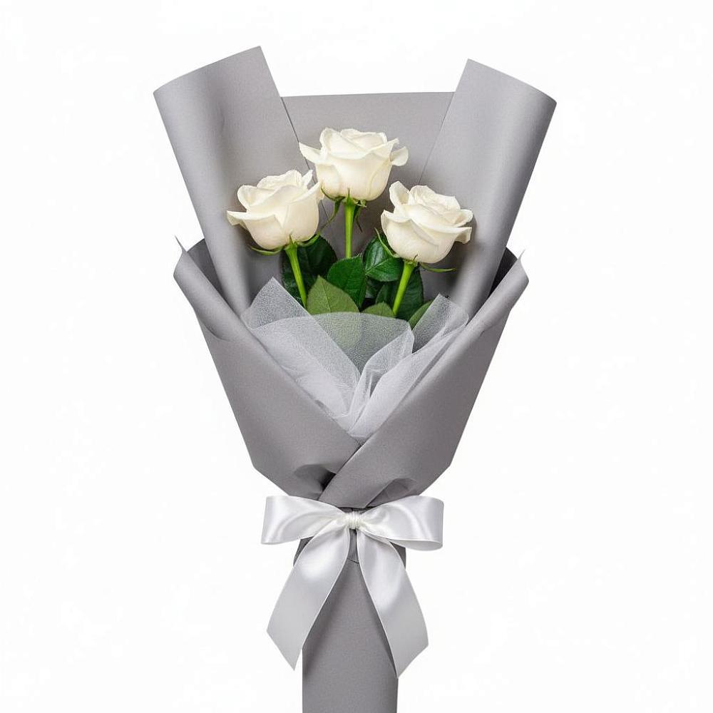 Букет 3 белые розы в Идрице