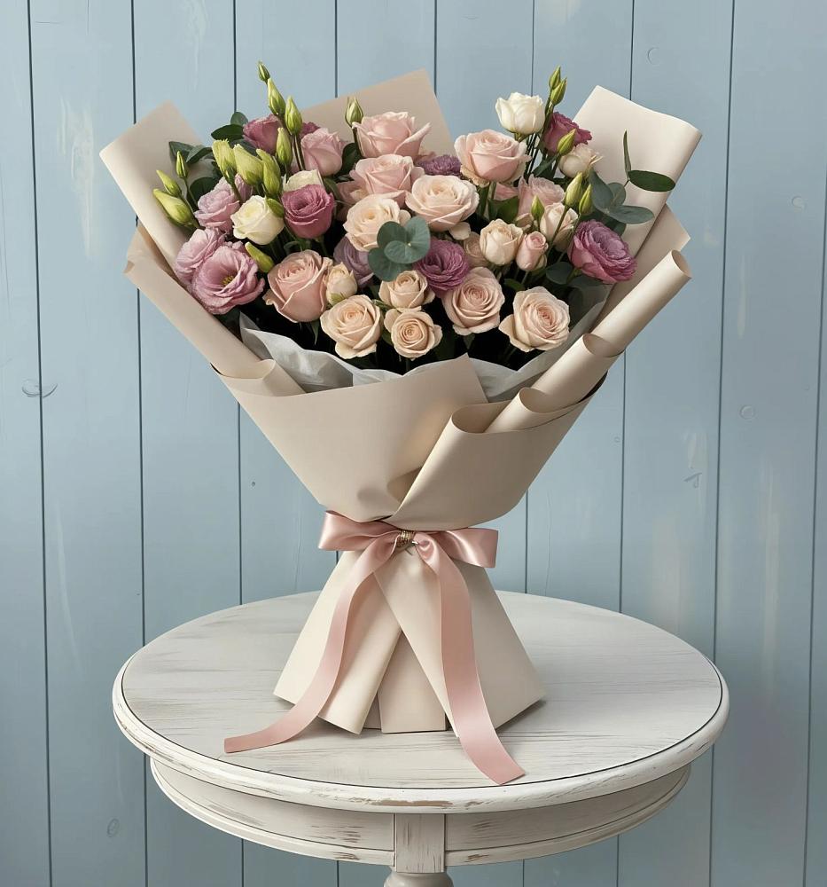 Букет цветов из: Розы и Лизиантусы в Идрице