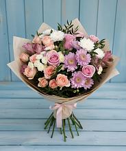 Букет цветов из:  Хризантемы, Розы и Альстромерии в Идрице