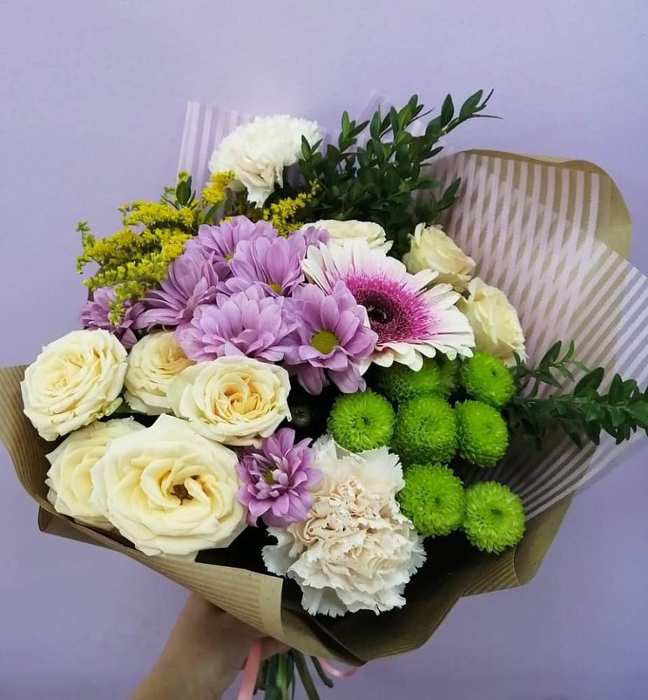 Букет цветов из: Хризантемы, Розы, Гвоздики и Герберы в Идрице