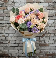 Букет цветов из:  Розы, Лизиантусы и Гвоздики в Идрице